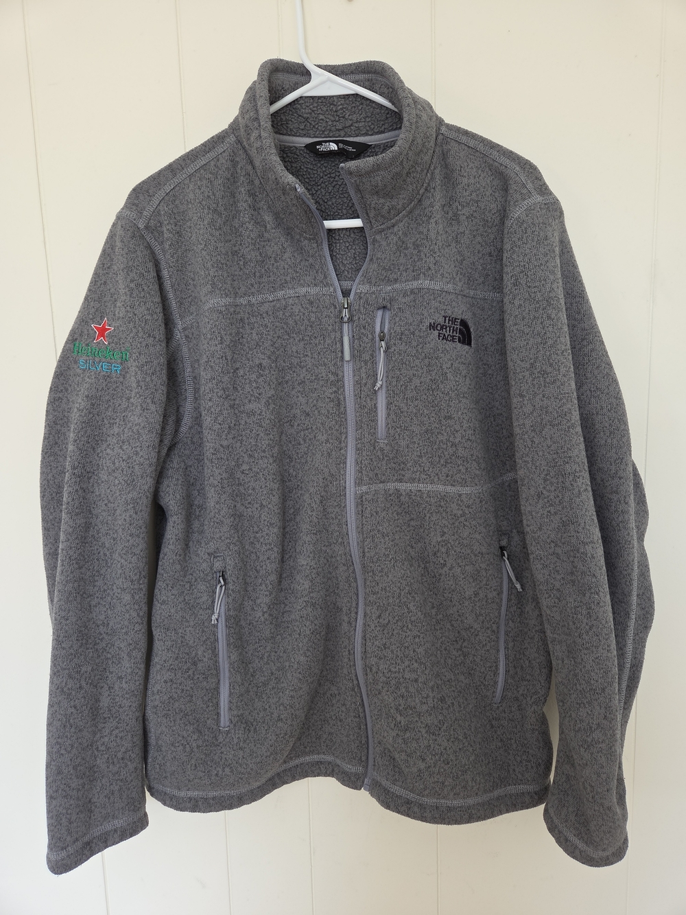 The North Face Sweater Fleece Full Zip Jacket Gray Heineken Silver Men's Large